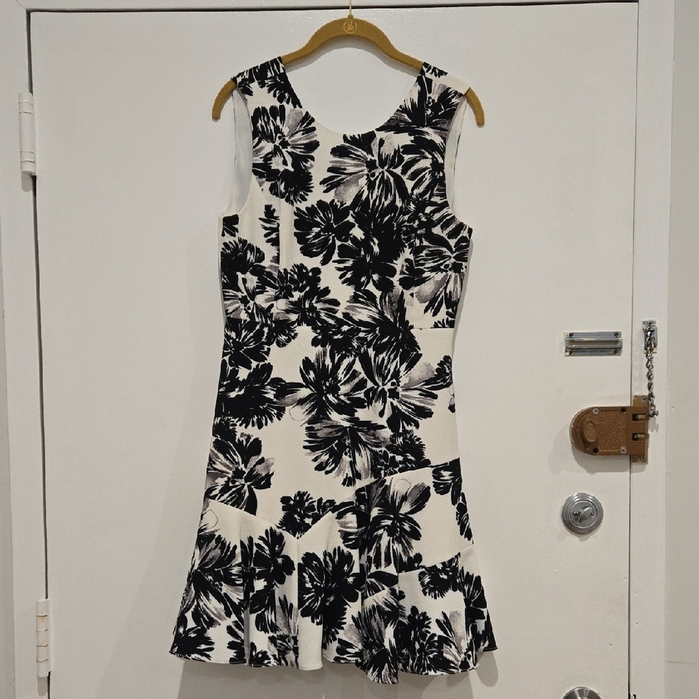 Rebecca Taylor Black and White Fit and Flare Cocktail Dress